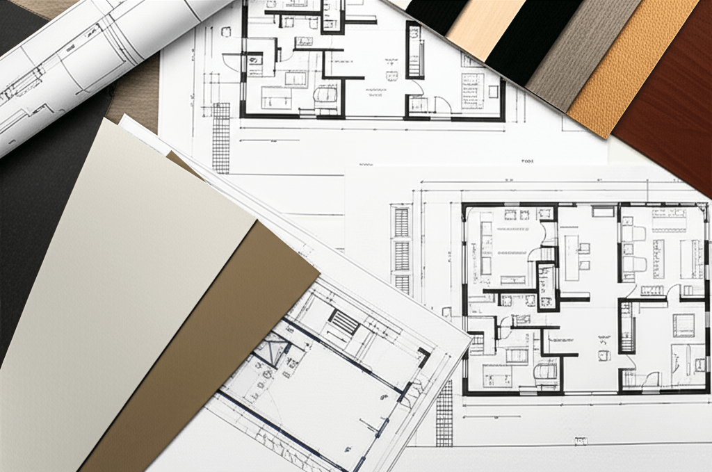 Architectural plans and drawings for home renovation project