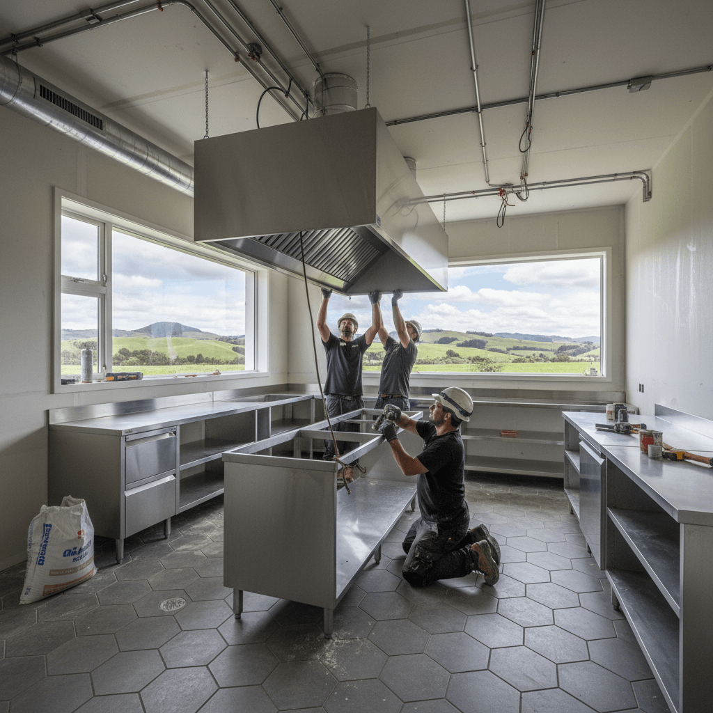 Cafe commercial kitchen construction in Wellington
