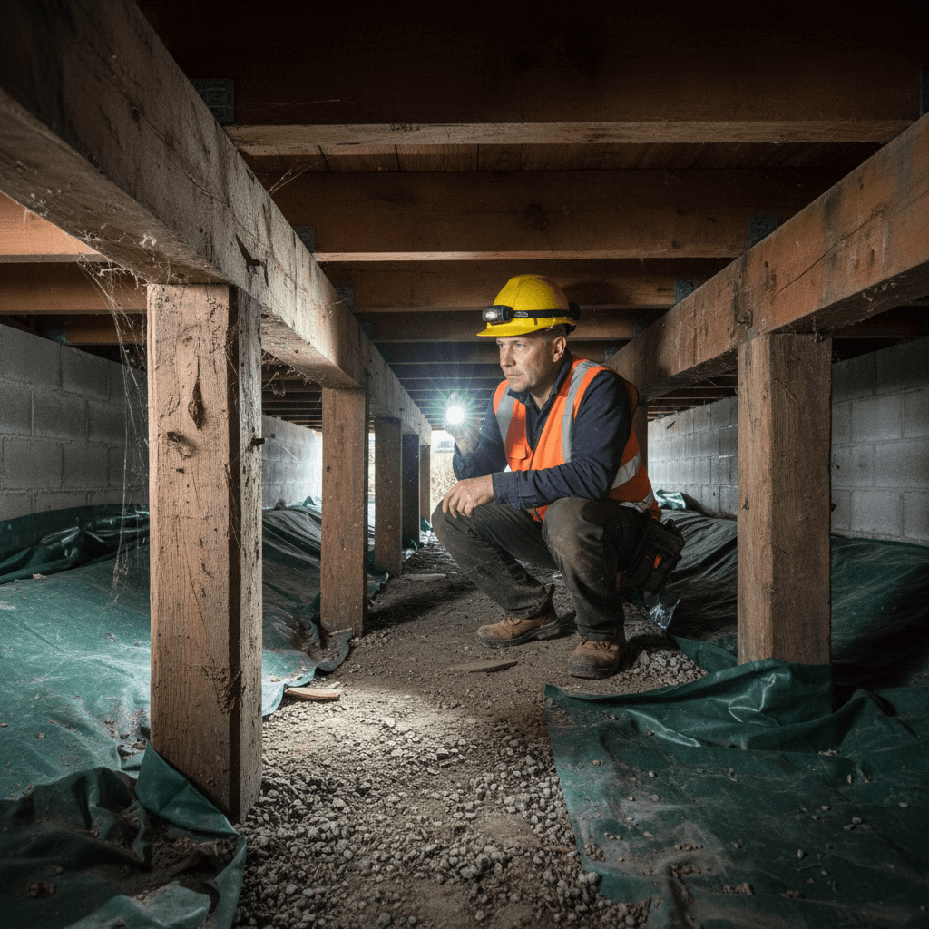 Structural engineer assessing earthquake strengthening requirements in a Wellington home