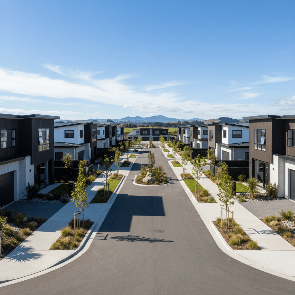 Contemporary new build homes in Plimmerton Wellington subdivision