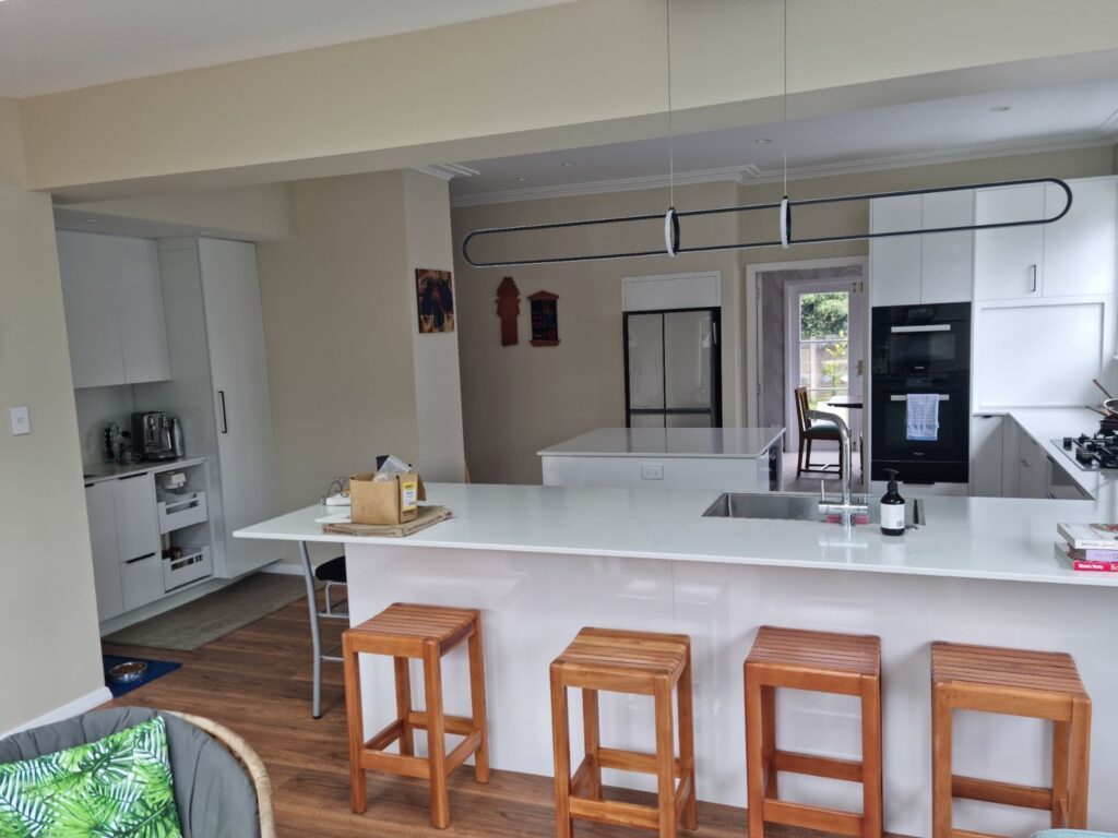 Interior villa renovation with open plan kitchen and living in Wellington