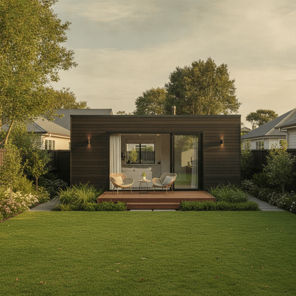 Modern minor dwelling with cedar cladding built by Clearcut Building Solutions Wellington